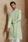Buy Arihant Rai Sinha Green Cotton, Linen Mirrors, Embroidery Geometric Kurta at Aza Fashions Buy_Arihant Rai Sinha_Green Cotton, Linen Mirrors, Embroidery Geometric Kurta_at_Aza_Fashions
