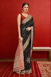 Buy_Samyukta Singhania_Black Silk, Satin Sequins, Embroidery Circle Woven Kanjeevaram Saree_Online_at_Aza_Fashions