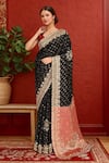 Shop_Samyukta Singhania_Black Silk, Satin Sequins, Embroidery Circle Woven Kanjeevaram Saree_Online_at_Aza_Fashions