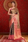 Buy_Samyukta Singhania_Blue Silk Crystals, Embroidery Floral Kanjeevaram Saree_at_Aza_Fashions