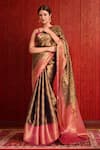 Buy_Samyukta Singhania_Blue Silk Crystals, Embroidery Floral Kanjeevaram Saree_Online_at_Aza_Fashions