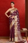 Buy Naintara Bajaj Wine Silk Crystals Paisley Pattern Art Saree at Aza Fashions Buy_Naintara Bajaj_Wine Silk Crystals Paisley Pattern Art Saree _at_Aza_Fashions