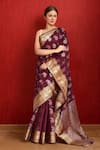 Buy Naintara Bajaj Wine Silk Crystals Paisley Pattern Art Saree Online at Aza Fashions Buy_Naintara Bajaj_Wine Silk Crystals Paisley Pattern Art Saree _Online_at_Aza_Fashions