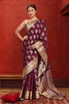 Shop Naintara Bajaj Wine Silk Crystals Paisley Pattern Art Saree Online at Aza Fashions Shop_Naintara Bajaj_Wine Silk Crystals Paisley Pattern Art Saree _Online_at_Aza_Fashions