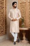 Buy_Arihant Rai Sinha_Peach Viscose, Polyester Mughal Geometric Printed Kurta And Pant Set_at_Aza_Fashions