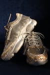 Shop_Chal Jooti_Grey Magnetic Metallic Stone Embellished Wedding Sneakers _at_Aza_Fashions