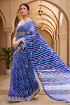 Buy_Samyukta Singhania_Blue Kota Doria Patti, Embroidery Leheriya Pattern Saree With Blouse Piece