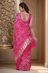 Shop_Samyukta Singhania_Pink Silk Zari Bandhani Gharchola Saree With Blouse Piece_at_Aza_Fashions