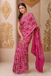 Buy_Samyukta Singhania_Pink Silk Zari Bandhani Gharchola Saree With Blouse Piece