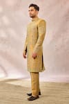 Masaba_Beige Silk Cut Work, Sequins, Beads The Kesar Varak Sherwani Pant Set _at_Aza_Fashions