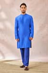 Buy_Masaba_Blue Silk Cut Work, Embroidery The Neel Bahar Sherwani Pant Set 