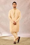 Masaba_Beige Viscose, Silk Sequins, Beads The Bombay Barfi Sherwani And Pant Set _at_Aza_Fashions