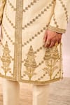 Masaba_Ivory Sherwani Heavy Raw Silk Embroidery Zardozi The Malai Burfi Pant Set _at_Aza_Fashions