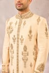 Buy_Masaba_Beige Sherwani Heavy Raw Silk Embroidery Zardozi The Matka Kulfi Pant Set 