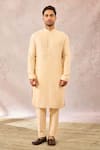 Shop_Masaba_Beige Sherwani Heavy Raw Silk Embroidery Zardozi The Matka Kulfi Pant Set _Online