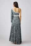 Shop_Basanti - Kapde Aur Koffee_Gray Crepe Embroidery, Sequins, Beads Asymmetric Grey Floral Print Anarkali Set _at_Aza_Fashions