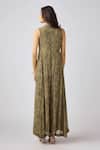 Shop_Basanti - Kapde Aur Koffee_Green Georgette Cut Work Mandarin Collar Paisley Floral Print Jumpsuit _at_Aza_Fashions