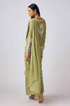 Shop_Basanti - Kapde Aur Koffee_Green Chiffon Cut Work, Sequins, Pearls, Embroidered Ruffle Saree And Jacket Set _at_Aza_Fashions
