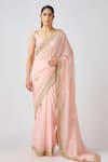 Buy Basanti - Kapde Aur Koffee Pink Georgette Sequins, Diamonds Plunge Dori Embroidered Border Saree And Blouse at Aza Fashions Buy_Basanti - Kapde Aur Koffee_Pink Georgette Sequins, Diamonds Plunge Dori Embroidered Border Saree And Blouse_at_Aza_Fashions