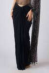 Basanti - Kapde Aur Koffee_Black Net, Lycra Sequins, Beads Sweetheart Neck Pre-draped Saree And Blouse_Online_at_Aza_Fashions