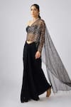 Buy_Basanti - Kapde Aur Koffee_Black Net, Lycra Sequins, Beads Sweetheart Neck Pre-draped Saree And Blouse_Online_at_Aza_Fashions