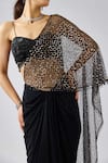 Basanti - Kapde Aur Koffee_Black Net, Lycra Sequins, Beads Sweetheart Neck Pre-draped Saree And Blouse_at_Aza_Fashions