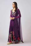 Basanti - Kapde Aur Koffee Purple Georgette Cut Work, Gota Patti V-neck Flora Print And Mirror Anarkali Set Online at Aza Fashions Basanti - Kapde Aur Koffee_Purple Georgette Cut Work, Gota Patti V-neck Flora Print And Mirror Anarkali Set _Online_at_Aza_Fashions