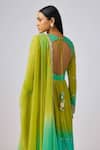 Shop_Basanti - Kapde Aur Koffee_Green Georgette Sequins, Gota Patti, Zari V-neck Ombre Anarkali Set _at_Aza_Fashions