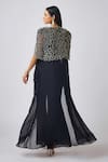 Shop_Basanti - Kapde Aur Koffee_Black Georgette Embroidery Cutdana Sweetheart Leaf Sequin Cape And Sharara Set _at_Aza_Fashions