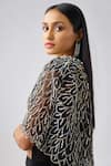 Buy_Basanti - Kapde Aur Koffee_Black Georgette Embroidery Cutdana Sweetheart Leaf Sequin Cape And Sharara Set 