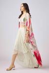 Shop Basanti - Kapde Aur Koffee Multi Color Crepe, Georgette Beads Floral Print Cape And Draped Skirt Set Online at Aza Fashions Shop_Basanti - Kapde Aur Koffee_Multi Color Crepe, Georgette Beads Floral Print Cape And Draped Skirt Set_Online_at_Aza_Fashions