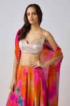 Shop_Basanti - Kapde Aur Koffee_Multi Color Crepe Sequins, Embroidery Sweetheart Neck Tie Dye Cape And Sharara Set _Online_at_Aza_Fashions