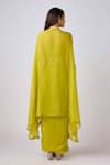 Shop_Basanti - Kapde Aur Koffee_Green Georgette Pearls, Beads, Cut Work, Bloom Cape And Draped Skirt Set _at_Aza_Fashions