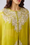 Shop_Basanti - Kapde Aur Koffee_Green Georgette Pearls, Beads, Cut Work, Bloom Cape And Draped Skirt Set _Online_at_Aza_Fashions