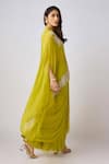 Buy_Basanti - Kapde Aur Koffee_Green Georgette Pearls, Beads, Cut Work, Bloom Cape And Draped Skirt Set 