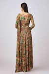 Shop_Basanti - Kapde Aur Koffee_Peach Chiffon Sequins, Beads, Zari Round Neck Blossom Garden Print Anarkali Set _at_Aza_Fashions