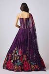 Shop_Basanti - Kapde Aur Koffee_Purple Georgette Beads, Sequins, Embroidery Sweetheart Neck Floral Lehenga Set_at_Aza_Fashions
