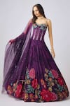 Basanti - Kapde Aur Koffee_Purple Georgette Beads, Sequins, Embroidery Sweetheart Neck Floral Lehenga Set_Online_at_Aza_Fashions