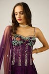 Buy_Basanti - Kapde Aur Koffee_Purple Georgette Beads, Sequins, Embroidery Sweetheart Neck Floral Lehenga Set_Online_at_Aza_Fashions