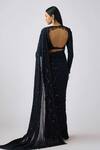 Shop_Basanti - Kapde Aur Koffee_Black Georgette Cut Work, Sequins Round Embroidered Pre-draped Saree And Blouse_at_Aza_Fashions