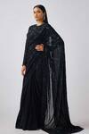 Basanti - Kapde Aur Koffee_Black Georgette Cut Work, Sequins Round Embroidered Pre-draped Saree And Blouse_Online_at_Aza_Fashions