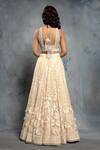 Shop_Neeta Lulla_Beige Organza Applique Tropical Floral Motifs V Neck Lehenga Set _at_Aza_Fashions