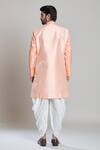Shop_Arihant Rai Sinha_Peach Silk, Jacquard, Pashmina Embroidery Floral Woven Sherwani Set _at_Aza_Fashions