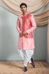Buy Arihant Rai Sinha Peach Silk, Jacquard, Pashmina Embroidery Geometric Woven Sherwani Set at Aza Fashions Buy_Arihant Rai Sinha_Peach Silk, Jacquard, Pashmina Embroidery Geometric Woven Sherwani Set _at_Aza_Fashions