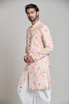 Shop_Aryavir Malhotra_Cream Rayon Embroidery, Sequins Floral Threadwork Sherwani Set _Online_at_Aza_Fashions