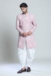 Buy_Aryavir Malhotra_Pink Rayon, Silk Sequins, Embroidery Sherwani Set _Online_at_Aza_Fashions