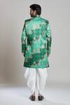Shop_Arihant Rai Sinha_Green Jacquard, Silk Embroidery Floral Woven Sherwani Set_at_Aza_Fashions