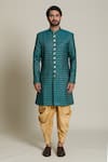 Arihant Rai Sinha_Gold Sherwani Jacquard Woven Hexagon Set _Online_at_Aza_Fashions