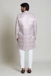 Shop_Arihant Rai Sinha_White Silk, Jacquard Chevron Woven Sherwani Set _at_Aza_Fashions