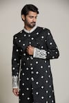 Shop_Arihant Rai Sinha_White Acrylic, , Satin Embroidery, Black Thread And Sherwani Set _Online_at_Aza_Fashions